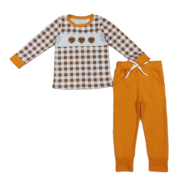 Embroidered Turkeys Pants Set