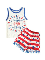 4th of July Fringe Shorts Set