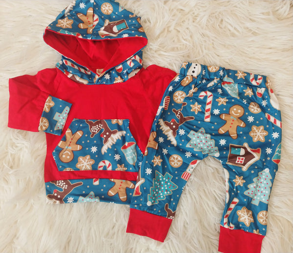 Conjunto de sudadera con capucha de galletas navideñas