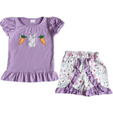 Embroidered Lavender Ruffle Sets