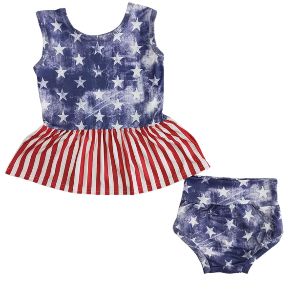 Distressed Flag Peplum Set