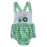 Strampler mit Gingham-Farm-Muster