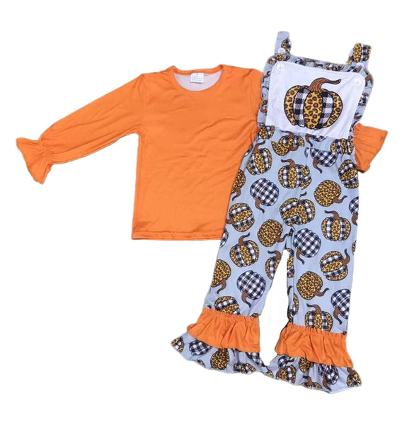 Orange Pumpkin Overall Set