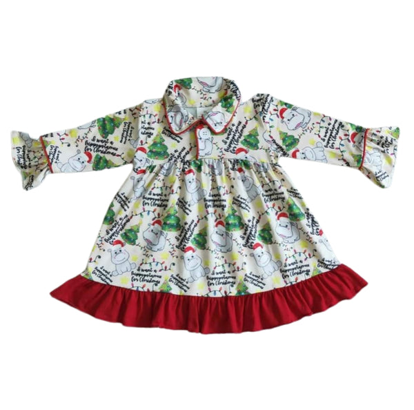 Vestido de noche navideño de hipopótamo