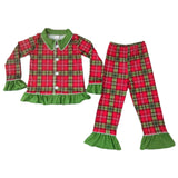 Pijama navideño de cuadros rojos y verdes