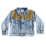 Gold Glitter Jean Jacket