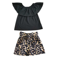 Schwarzes Shorts-Set mit Leopardenmuster