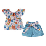 Blue Floral Shorts Sets