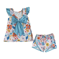 Blue Floral Shorts Sets