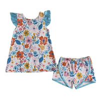 Blue Floral Shorts Sets