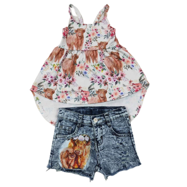 High Low Jeans-Shorts-Set