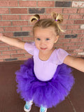 Purple extra fluffy tutu on ballerina toddler