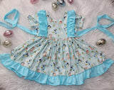 Blue Dog Ruffle Easter Dress