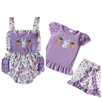 Embroidered Lavender Ruffle Sets