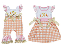 Embroidered Orange Gingham Easter Sets