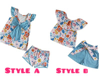 Blue Floral Shorts Sets