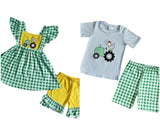 Green Gingham Farm Set