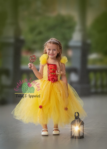 Vestido tutú de princesa amarillo de lujo – Golden Cactus Tutus