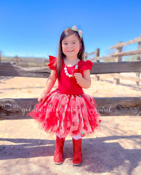 Long Strawberry Tulle Tutu