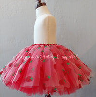 Long Strawberry Tulle Tutu