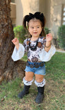 Black & White Pumpkins Bell Sleeved Leos (6T)