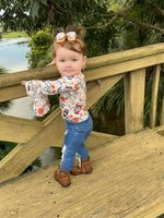 Pumpkin Spice Bell Sleeved Leos (Up to 6T)