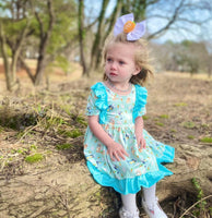 Blue Dog Ruffle Easter Dress